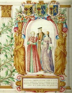 Les trois femmes de Humbert III, Matilde de Flandre, Anna de Zoeringon et Beatrice de Bourgogne. Documents de la Walters Art Gallery de Baltimore